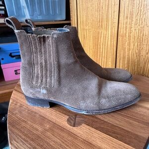 All Saints Dark Brown Suede Chelsea Boots
